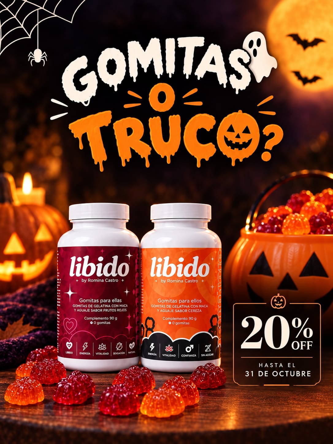 Gomitas o truco: 20% OFF en gomitas Libido hasta el 31 de octubre